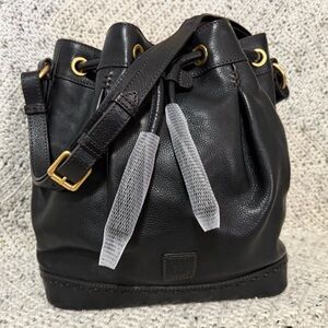 Dooney and Bourke Florentine Leather Whipped Stitched Drawstring Bucket Bag